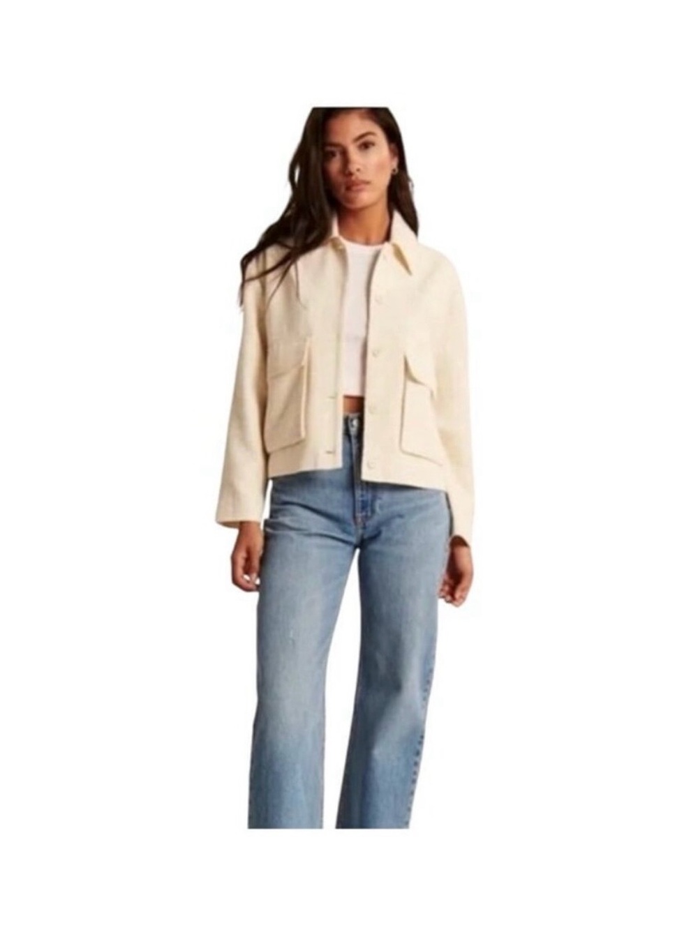 Abercrombie & Fitch Cream Utility Jacket
